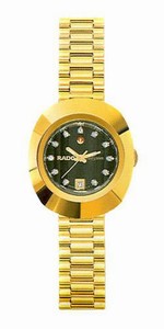 Rado Automatic Gold Tone Steel Black Dial Gold Tone Steel Band Watch #R12416613 (Women Watch)