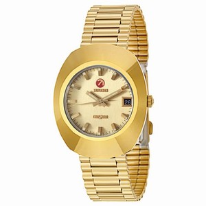 Rado Original Automatic Gold Dial Date Gold Tone Stainless Steel Watch# R12431263 (Men Watch)