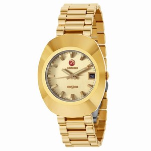 Rado Original Automatic Gold Dial Date Gold Tone Stainless Steel Watch# R12431264 (Men Watch)
