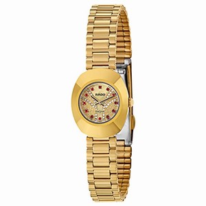 Rado Original Quartz Crystal Dial Gold Tone Stainless Steel Watch#R12559033 (Women Watch)