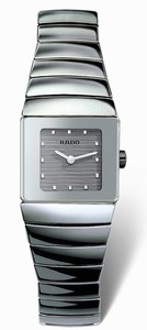 Rado Quartz Platinum Ceramic Grey Dial Platinum Ceramic Band Watch #R13334122 (Women Watch)