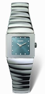 Rado Quartz Platinum Ceramic Blue Dial Platinum Ceramic Band Watch #R13334202 (Women Watch)