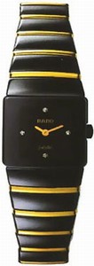 Rado Quartz Black Ceramic/gold Black Dial Black Ceramic/gold Band Watch #R13337721 (Women Watch)
