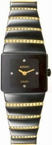 Rado Quartz Black Ceramic/gold Black Dial Black Ceramic/gold Band Watch #R13337729 (Women Watch)