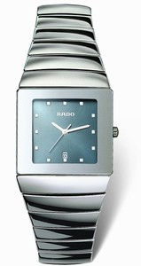 Rado Quartz Platinum Ceramic Blue Dial Platinum Ceramic Band Watch #R13432202 (Men Watch)