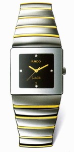 Rado Quartz Platinum Ceramic/gold Black Dial Platinum Ceramic/gold Band Watch #R13432752 (Men Watch)