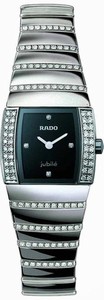 Rado Quartz Platinum Ceramic Black Dial Platinum Ceramic Band Watch #R13578719 (Women Watch)
