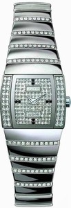 Rado Quartz Platinum Ceramic Diamond Dial Platinum Ceramic Band Watch #R13578932 (Women Watch)