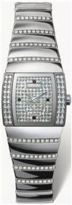 Rado Quartz Platinum Ceramic Diamond Dial Platinum Ceramic Band Watch #R13578952 (Women Watch)