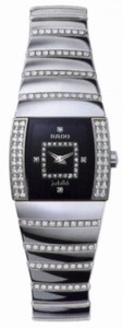 Rado Quartz Platinum Ceramic Black Dial Platinum Ceramic Band Watch #R13578982 (Women Watch)