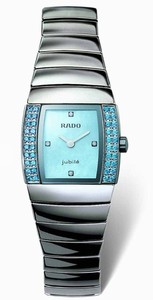 Rado Quartz Platinum Ceramic Blue Mother Of Pearl Dial Platinum Ceramic Band Watch #R13580912 (Women Watch)