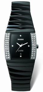 Rado Sintra Quartz Diamonds Bezel Diamonds Black Dial Ceramic Watch #R13617712 ( Women Watch)