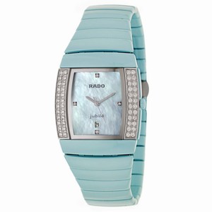 Rado Sintra Quartz Mother of Pearl Diamond Dial Diamond Bezel Ceramic Watch# R13666912 (Women Watch)