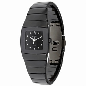Rado Sintra Quartz Black Diamonds Dial Black Ceramic 22mm Watch# R13726752 (Women Watch)
