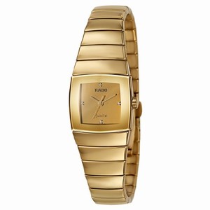 Rado Sintra Quartz Diamond Hour Markers Dial Yellow Gold Plated Ceramos Watch# R13776702 (Women Watch)
