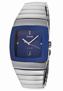 Rado Sintra Quartz Diamonds Blue Dial Platinum Tone Ceramic Watch# R13810702 (Men Watch)