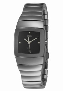 Rado Sintra Automatic Diamonds Black Dial Platinum Tone Ceramic Watch# R13877712 (Men Watch)