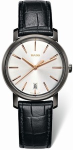 Rado Diamaster Quartz Analog Date Black Leather Watch# R14064105 (Men Watch)