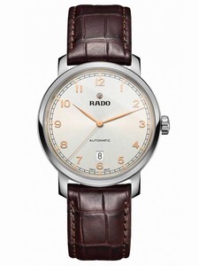 Rado Diamaster Automatic White Dial Date Brown Leather Watch # R14077136 (Men Watch)