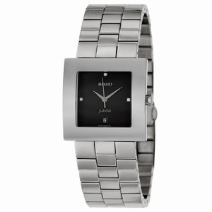 Rado Diastar Quartz Black Diamond Dial Date Stainless Steel Watch# R18681703 (Men Watch)