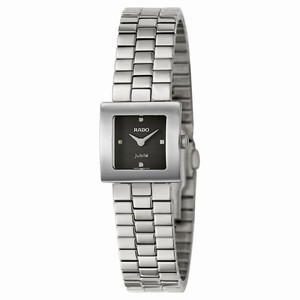 Rado Diastar Quartz Black Diamond Dial Stainless Steel Watch# R18682703 (Women Watch)