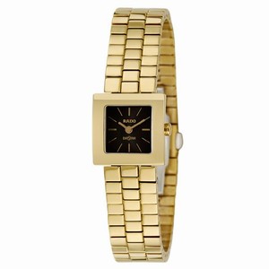 Rado Black Dial Gold-plated Band Watch #R18987153 (Women Watch)