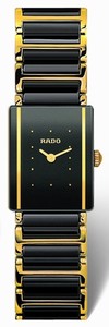 Rado Quartz Black Ceramic/gold Black Dial Black Ceramic/gold Band Watch #R20383162 (Women Watch)