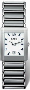 Rado Integral Quartz White Dial Platinum Tone Ceramic and Stainless Steel Watch #R20486112 ( Women Watch)