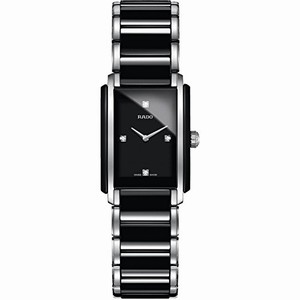 Rado Integral Quartz Black Diamond Dial Black Ceramic and Stainless Steel Watch# R20613712 (Women Watch)