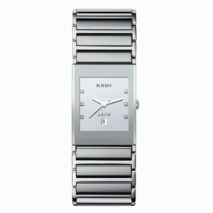 Rado Integral Quartz Diamonds Date Silver Dial 27mm Watch# R20745712 (Men Watch)
