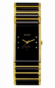Rado Integral Quartz Diamonds Bezel Diamonds Black Dial 27mm Watch# R20751752 (Men Watch)