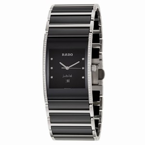 Rado Integral Quartz Analog Date Diamond Dial Diamond Bezel Stainless Steel and Black Ceramic Watch# R20757759 (Men Watch)