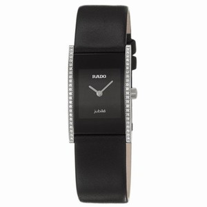 Rado Integral Quartz Black Dial Diamonds Bezel 19mm Watch# R20759155 (Women Watch)