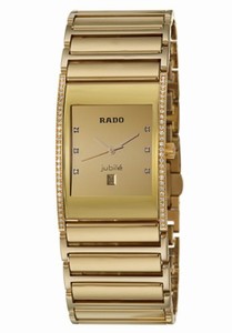 Rado Integral Quartz Analog Date Diamond Dial Diamond Bezel Gold Tone Stainless Steel and Ceramic Watch# R20781732 (Men Watch)