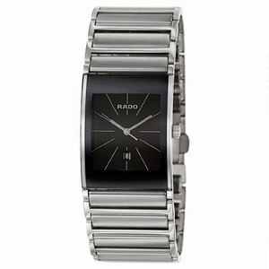 Rado Integral Quartz Black Dial Platinum Ceramic Watch# R20784159 (Men Watch)