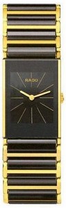 Rado Quartz Black Ceramic/gold Black Dial Black Ceramic/gold Band Watch #R20789162 (Women Watch)