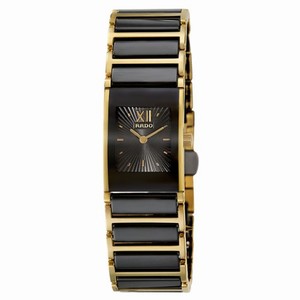 Rado Integral Quartz Analog Black Ceramic and Gold Tone Stainless Steel Watch# R20789172 (Women Watch)