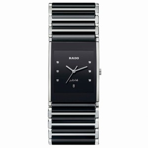 Rado Integral Quartz Diamonds Black Dial Ceramic and Stainless Steel 31mm Watch# R20861752 (Men Watch)