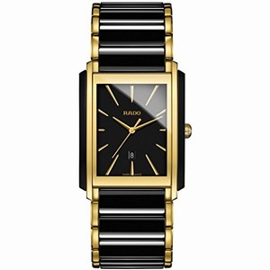 Rado Integral Quartz Analog Date Black Ceramic and Gold Tone Stainless Steel Watch# R20968152 (Men Watch)