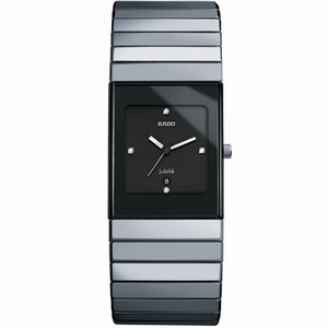 Rado Ceramica Quartz Diamonds Black Dial Ceramic 27mm Watch# R21826752 (Men Watch)