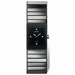 Rado Ceramica Quartz Diamonds Black Dial Ceramic 19mm Watch# R21827752 (Women Watch)