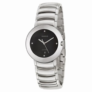 Rado Coupole Quartz Black Diamond Dial Date Stainless Steel Watch# R22531713 (Women Watch)