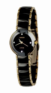 Rado Quartz Black Ceramic/gold Black Dial Black Ceramic/gold Band Watch #R22619712 (Women Watch)