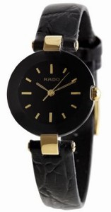 Rado Quartz Black Ceramic Black Dial Black Leather Band Watch #R22829155 (Women Watch)