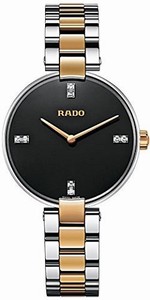 Rado Coupole Quartz Diamond Black Dial Two Tone Stainless Steel Watch# R22850703 (Women Watch)
