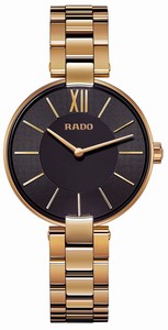 Rado Coupole Quartz Black Dial Rose Gold Tone Stainless Steel Watch# R22851163 (Women Watch)