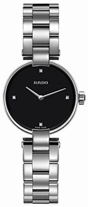 Rado Coupole Quartz Black Diamond Dial Stainless Steel Watch# R22854703 (Women Watch)