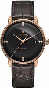 Rado Black Dial Fixed Rose Gold Pvd Band Watch #R22861755 (Men Watch)