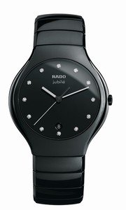 Rado True Quartz Diamonds Date Dial Black Ceramic Watch# R27653762 (Men Watch)