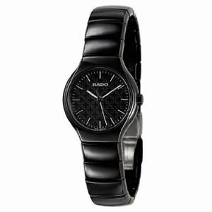 Rado True Quartz Black Cross Pattern Dial Black Ceramic Watch# R27655182 (Women Watch)